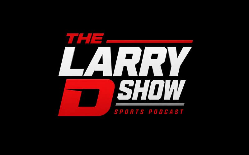 The Larry D Show logo — bold red and white type reading "The Larry D Show, Sports Podcast" on black.